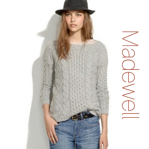 Madewell Sweaters - Madewell, cable knit, knitted, gray, sweater